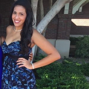 BGBCMAXAZRIA Blue / Black strapless Dress